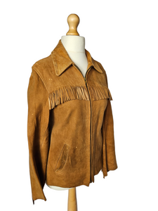 1940s/1950s Tan Chamois Leather Western Tassel Jacket