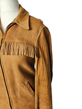 Load image into Gallery viewer, 1940s/1950s Tan Chamois Leather Western Tassel Jacket
