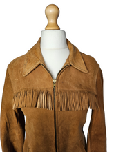 Load image into Gallery viewer, 1940s/1950s Tan Chamois Leather Western Tassel Jacket
