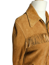 Load image into Gallery viewer, 1940s/1950s Tan Chamois Leather Western Tassel Jacket
