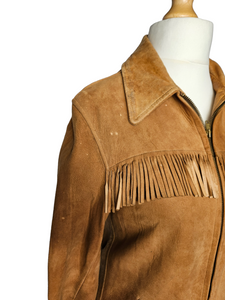 1940s/1950s Tan Chamois Leather Western Tassel Jacket