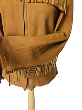 Load image into Gallery viewer, 1940s/1950s Tan Chamois Leather Western Tassel Jacket
