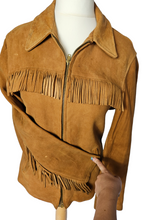 Load image into Gallery viewer, 1940s/1950s Tan Chamois Leather Western Tassel Jacket
