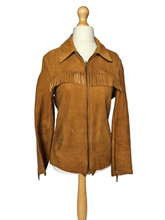 Load image into Gallery viewer, 1940s/1950s Tan Chamois Leather Western Tassel Jacket
