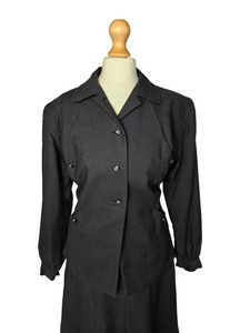 1940s Black Suit With Button Cuffs