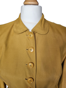 1940s Golden Yellow Suit With Peter Pan Collar
