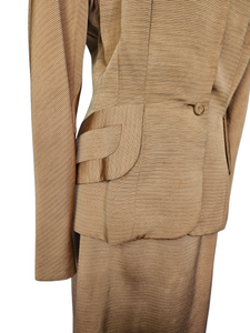 Late 1940s Golden/Sand Grosgrain Suit