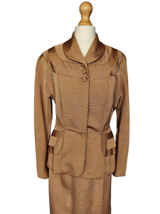Late 1940s Golden/Sand Grosgrain Suit