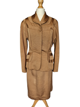 Load image into Gallery viewer, Late 1940s Golden/Sand Grosgrain Suit
