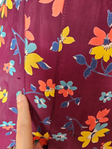 1940s Burgundy And Multicoloured Floral Dress