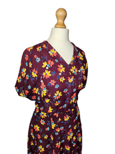 Load image into Gallery viewer, 1940s Burgundy And Multicoloured Floral Dress
