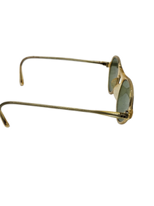 1940s Yellow Round Sunglasses With Green Lenses