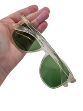 Load image into Gallery viewer, 1940s Clear Sunglasses With a Green Hue and Green Lenses
