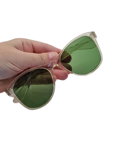 1940s Clear Sunglasses With a Green Hue and Green Lenses