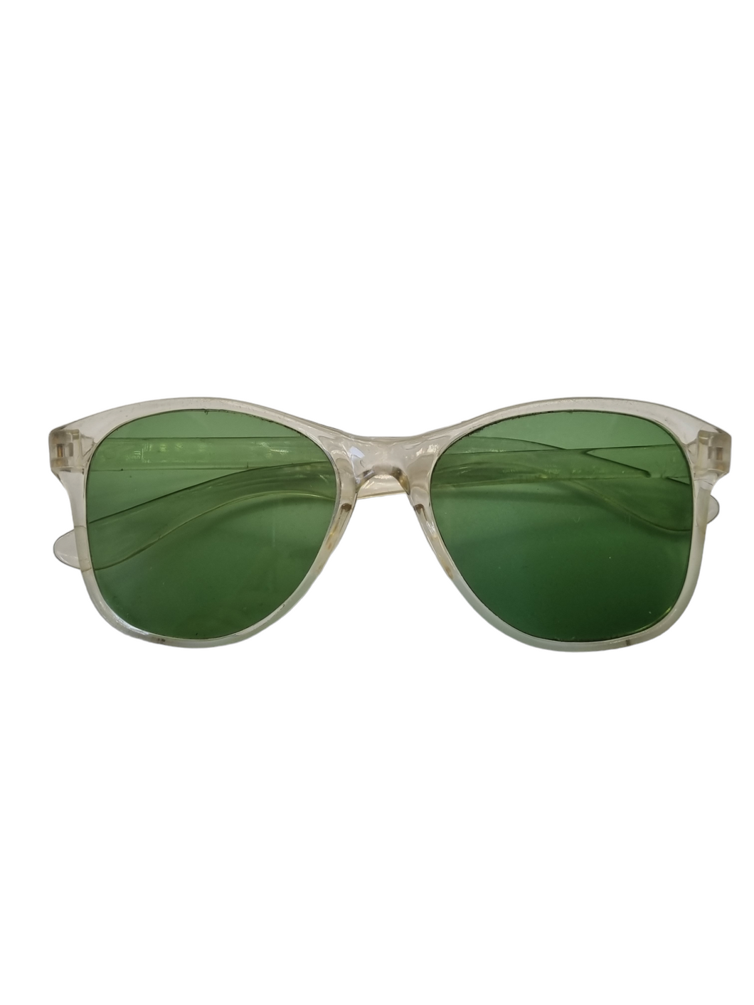 1940s Clear Sunglasses With a Green Hue and Green Lenses