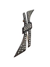 Load image into Gallery viewer, 1930s Deco Black Celluloid Rhinestone Flash Pin

