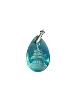 Load image into Gallery viewer, 1950s Mid Century Carved Blue Glass Chinese Pendant/Drop
