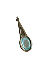 Load image into Gallery viewer, 1930s Art Decp Faceted Blue Glass Marcasite Drop/Pendant
