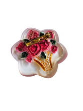 Load image into Gallery viewer, 1940s Pink Flower Basket Reverse Carved Lucite Brooch
