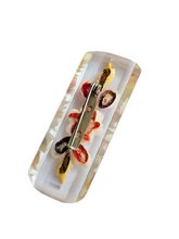 Load image into Gallery viewer, 1940s Reverse Carved Lucite Pink Red Yellow Brooch
