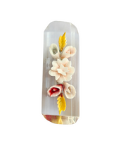 Load image into Gallery viewer, 1940s Reverse Carved Lucite Pink Red Yellow Brooch
