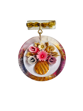 Load image into Gallery viewer, 1940s Rare Reverse Carved Lucite Flower Bouquet Dangly Brooch
