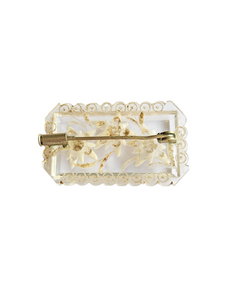 1930s Thick Reverse Carved Lucite Edelweiss Brooch
