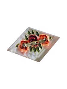 1940s Red and Peach Rose Reverse Carved Lucite Brooch