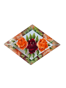 1940s Red and Peach Rose Reverse Carved Lucite Brooch
