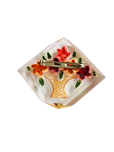 1940s Orange and Red Reverse Carved Lucite Brooch