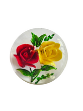Load image into Gallery viewer, 1940s Yellow and Red Flower Reverse Carved Lucite Brooch
