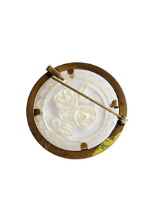 1930s Gold Tone and Reverse Carved Lucite Brooch