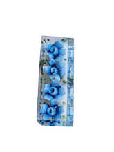 Load image into Gallery viewer, 1940s Blue Flower Rectangle Reverse Carved Lucite Brooch
