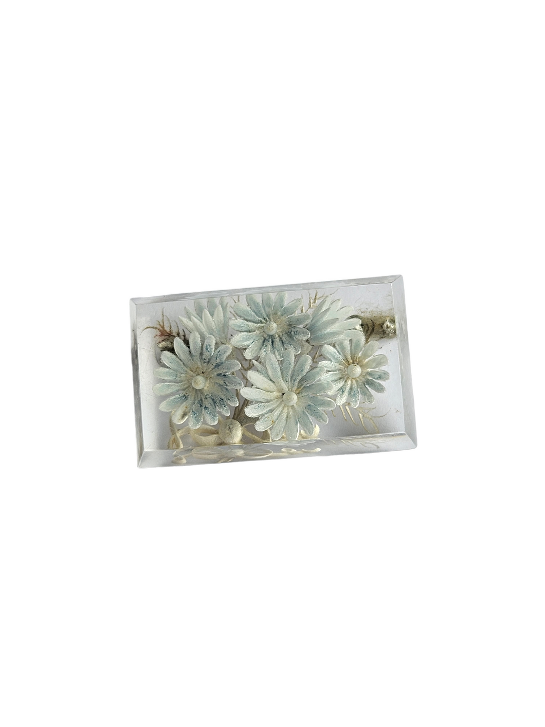 1930s Blue Flower Reverse Carved Lucite Brooch