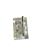 Load image into Gallery viewer, 1930s Blue Flower Reverse Carved Lucite Brooch
