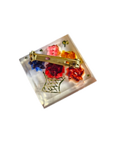 Load image into Gallery viewer, 1940s Reverse Carved Lucite Flower Basket Brooch
