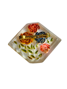 1940s Thick Reverse Carved Lucite Multicoloured Flower Brooch