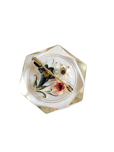 Edwardian Reverse Carved Lucite Alpine Flowers and Edelweiss Brooch