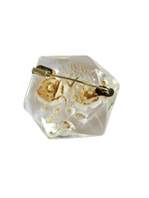 Load image into Gallery viewer, 1930s White Flower Reverse Carved Lucite Brooch

