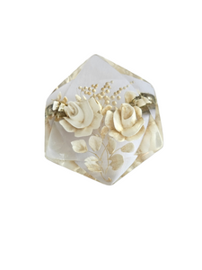 1930s White Flower Reverse Carved Lucite Brooch