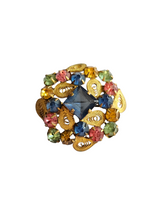 Load image into Gallery viewer, 1930s Czech Multicoloured Glass Filigree Brooch
