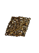 Load image into Gallery viewer, 1930s Czech Yellow Clear Glass Filigree Brooch
