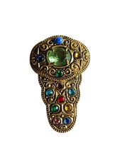 Load image into Gallery viewer, 1930s Czech Multicoloured Glass Gold Tone Dress Clip
