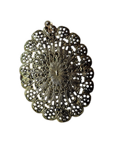 Load image into Gallery viewer, 1930s Huge Czech Black Mirrored Glass Filigree Drop/Pendant
