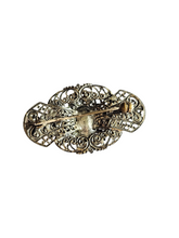 Load image into Gallery viewer, 1930s Czech Green Glass Filigree Brooch
