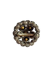 1930s Small Czech Filigree and Glass Brooch