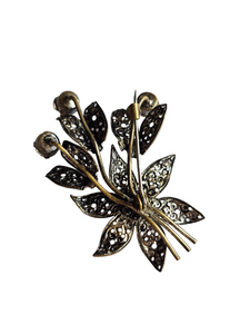 1930s Art Deco Clear Glass Czech Filigree Flower Brooch