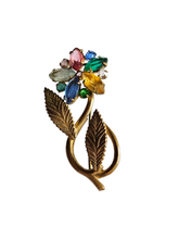 Load image into Gallery viewer, 1930s Czech Multicoloured Openback Flower Brooch
