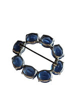 Load image into Gallery viewer, 1930s Czech Blue Open Back Glass Brooch
