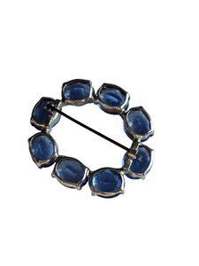 1930s Czech Blue Open Back Glass Brooch